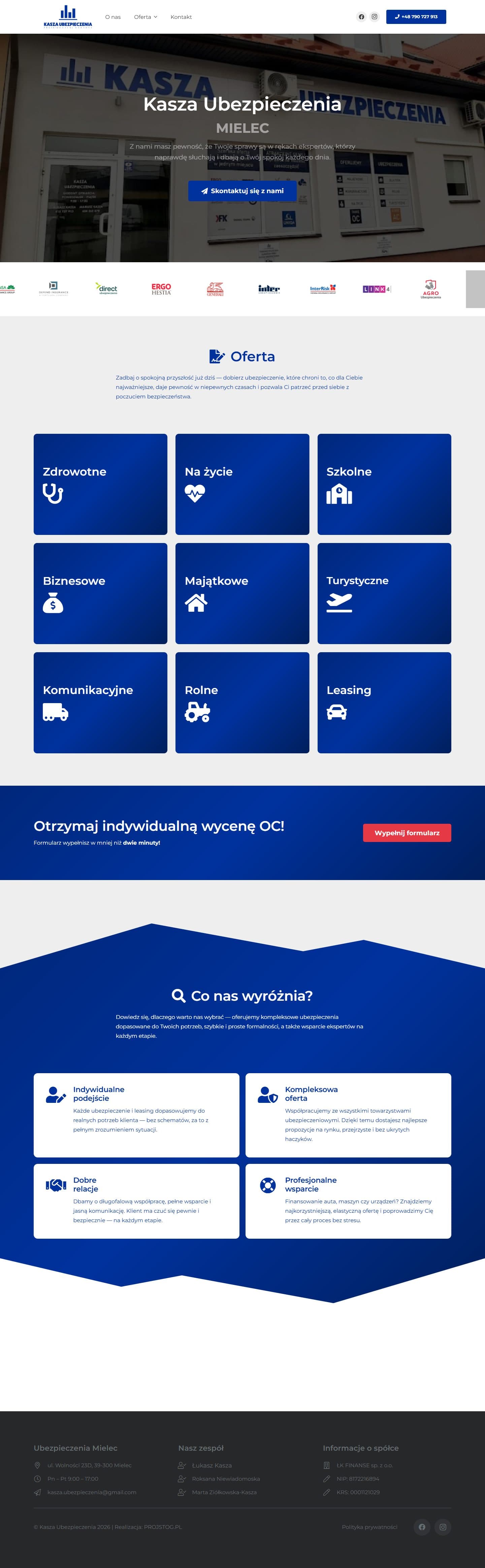 kaszaubezpieczenia.pl — full home page screenshot